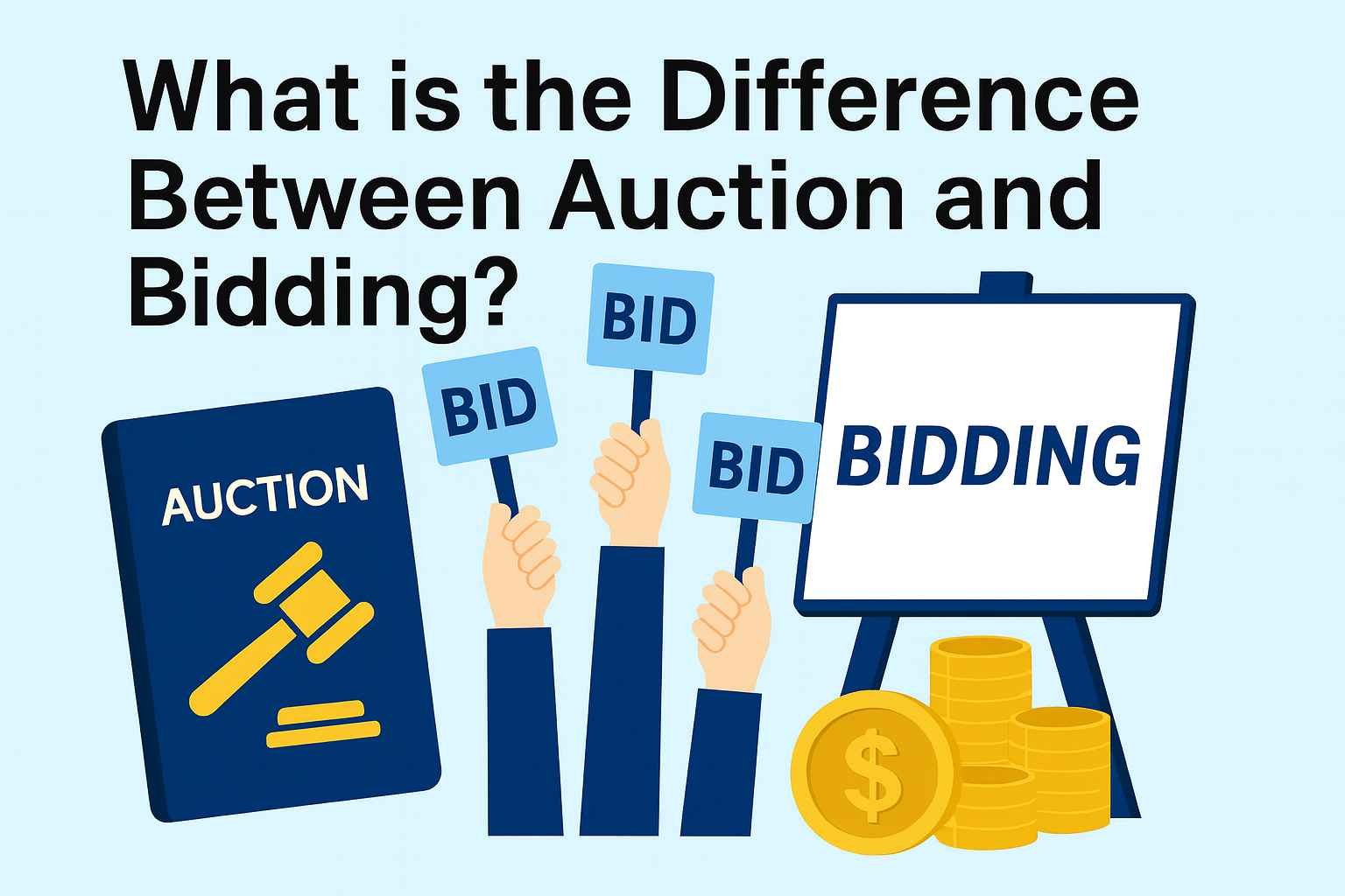Difference Between Auction and Bidding,Lawforeverything